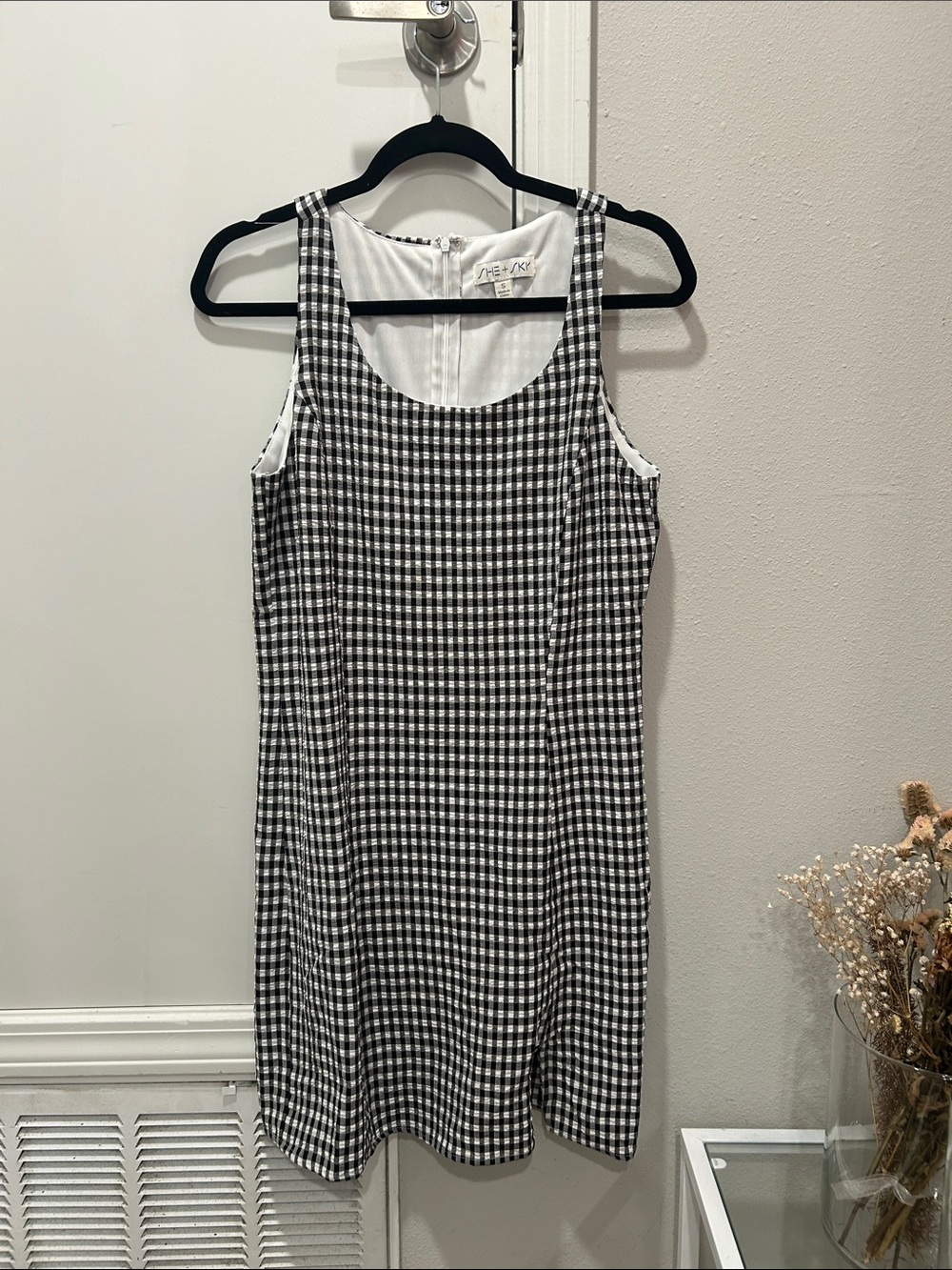 She + Sky Black and White Gingham Mini Dress